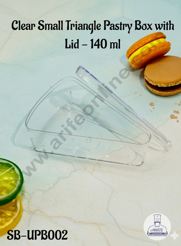 CAKE DECOR™ Clear Small Triangle Pastry Box with Lid - 140 ml (20 Pcs Pack)