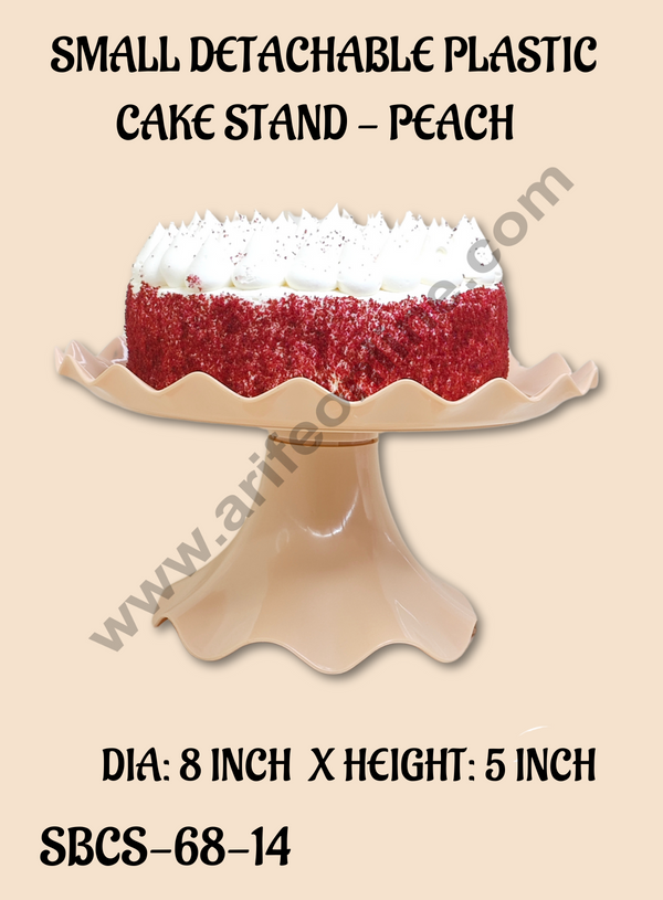 CAKE DECOR™ Small Detachable Plastic Cake Stand Wave Side | Cupcake Stand | Display Stand - Peach