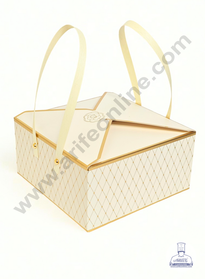 Small Box Hamper Home Small Cream Luxury Hamper Box with Handles | 8 x 8 x4 Premium ...