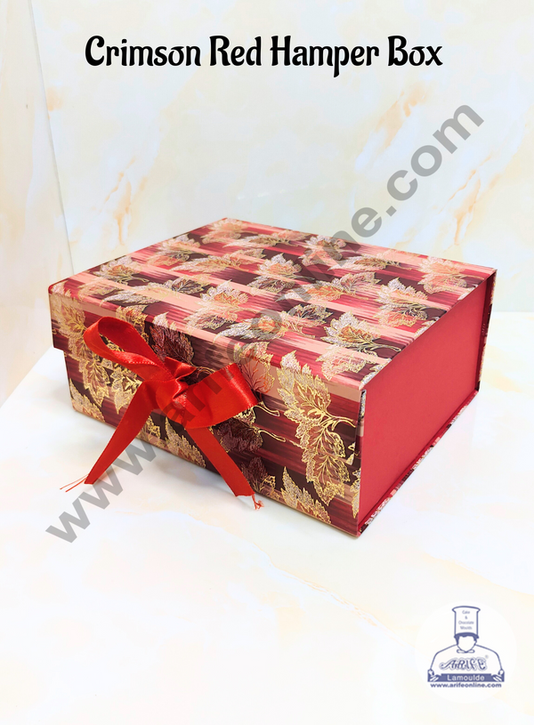 CAKE DECOR™ Crimson Red Color Folding Hard Hamper Box | Gift Box | Present Box - 1 Pc