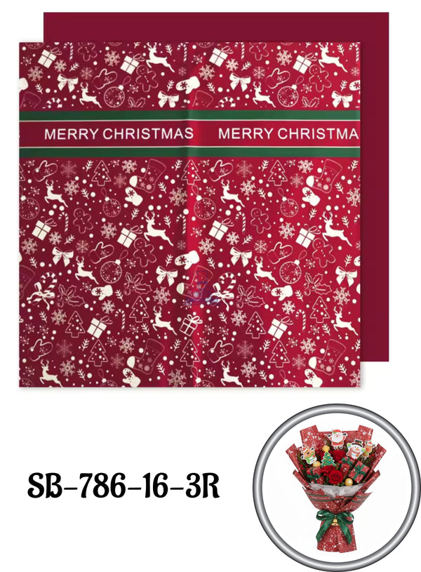 Christmas Bouquet Wrapping Sheets | Premium Wrapping Paper Christmas Design (Red3)   - CAKE DECOR™