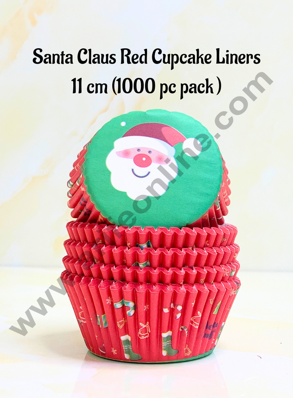 Cake Decor™ Santa Claus Red Christmas Cupcake  Liners - 11 cm | Baking Cups | Cupcake Mold Paper | Muffin  Liners | 1000 pcs Pack