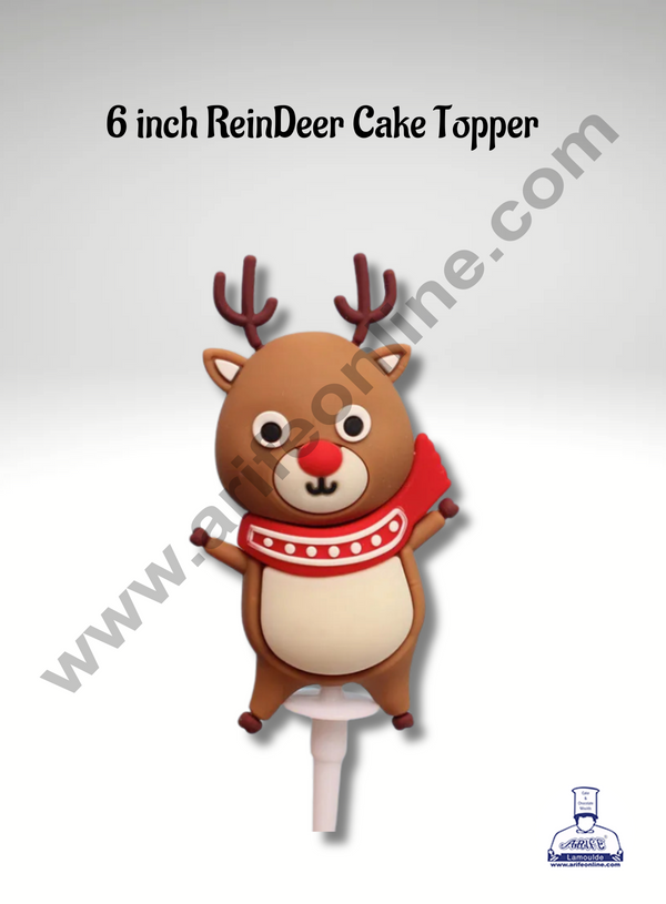 CAKE DECOR™  6 inch Reindeer Cake Topper Cake Topper Rubber Cake Topper - 1 Piece