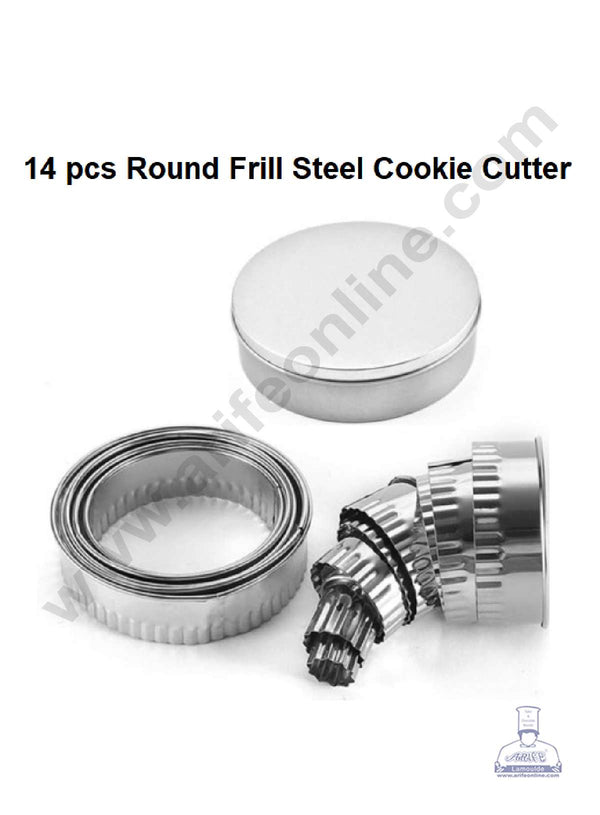 CAKE DECOR™ 14 Pcs Set Round Frill Cookie Biscuit Cutter Circle Pastry Cake Ring Cutter Set