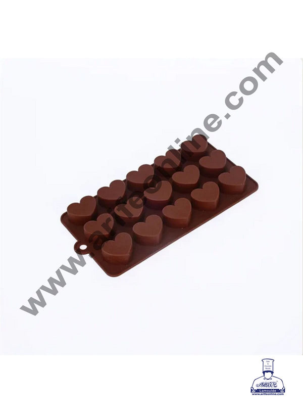 CAKE DECOR™ 15 Cavity Heart Shape Silicon Chocolate Mould, Ice Mould, Chocolate Decorating Mould (SBCM-737)