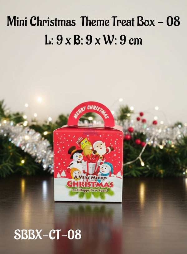 CAKE DECOR™ Mini Christmas Theme Treat Box - 08 | L: 9 x B: 9 x W: 9 cm |Gift Box |Candy Box | Cookies Box | Sweet Treats Box| SBBX-CT-07 (10 Pcs Pack)
