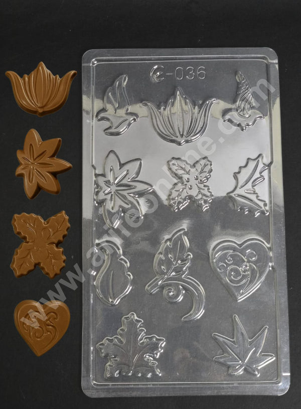 11 Cavity Leaves Shape Mould PVC Chocolate mould (1 pcs pack) E-036- CAKE DECOR™