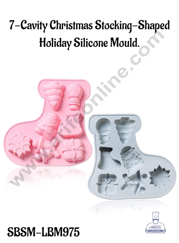 CAKE DECOR™ 7-Cavity Christmas Stocking-Shaped Holiday Silicone Mould - SBSM-LBM975
