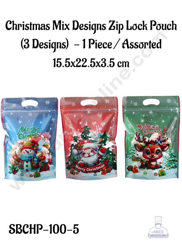 CAKE DECOR™ Christmas Mix Designs Zip Lock Pouch (3 Designs)  - 1 Piece / Assorted - 15.5x22.5x3.5 cm (SBCHP-100-5)