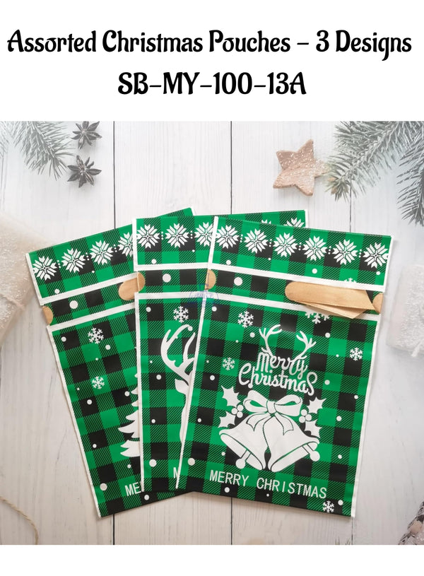 CAKE DECOR™ Assorted Christmas Pouches - 3 Designs (Green) | SB-MY-100-13A | 10 Pieces Pack|
