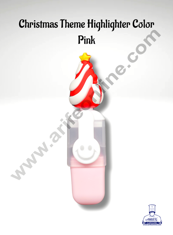 Cake Decor™ Cute Mini Pink Color Highlighter Christmas Theme Color Highlighters Pen, Bookmarking Highlighters, Chisel Tip Fine Grip Marker Pen, Birthday/Return/Christmas Gift