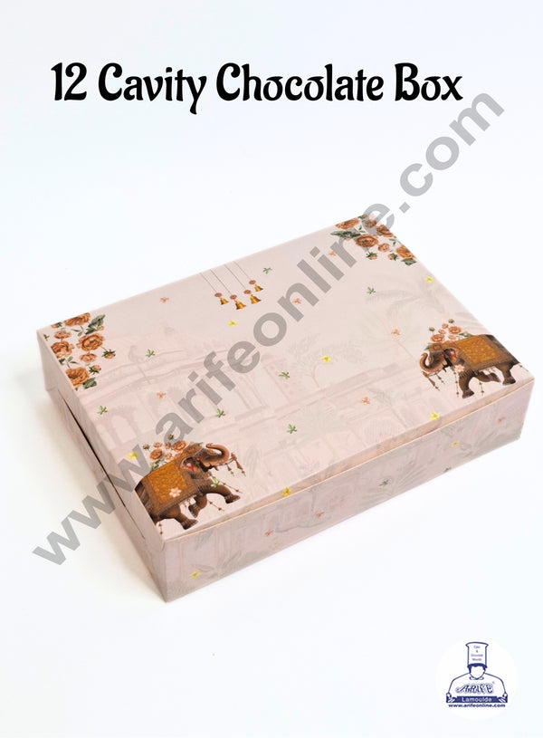 12 Cavity Traditional Design Peach Chocolate Box  (1 Piece) - CAKE DECOR™
