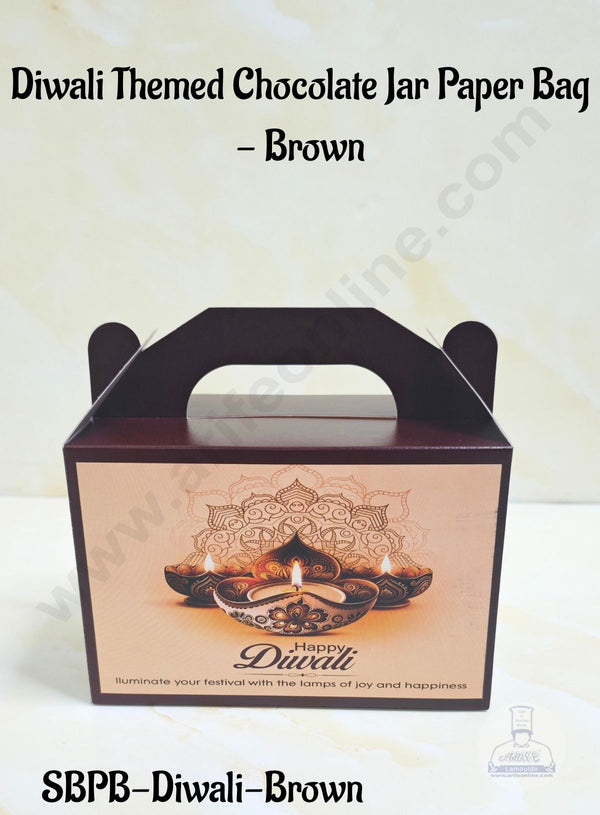 CAKE DECOR™ Diwali Themed Jar Paper Bag - Brown | 10 Pcs | SBPB-Diwali-Brown |