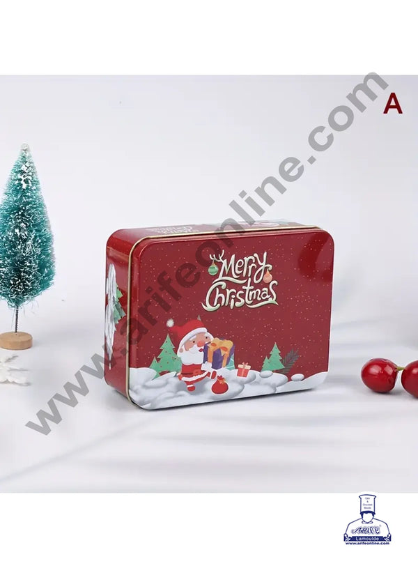 Cake Decor ™ Merry Christmas Tins Rectangle Shape - 07 | Rectangle Storage Containers Tins | 1 Pc Pack