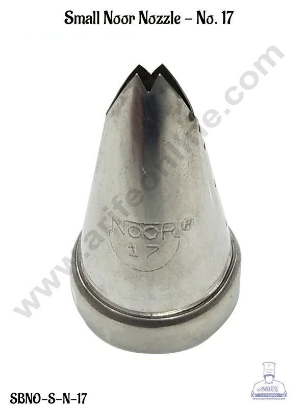 CAKE DECOR™ Small Noor Cake Icing Tip Nozzle No. 17 Shape Icing Nozzle with Collar Ring | Piping Steel Nozzle