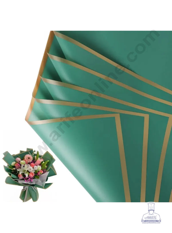 Double Side Gold Edge Korean Wrapping Sheet | Premium Flower Wrapper (Turquoise)- CAKE DECOR™