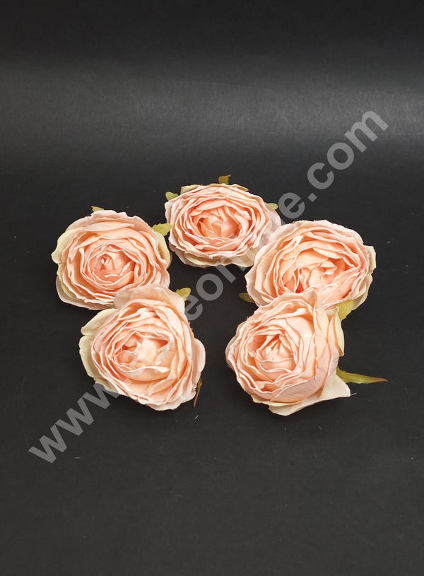 CAKE DECOR™ Large Rose Artificial Flower For Cake Decoration – Peach ( 5 pc pack )