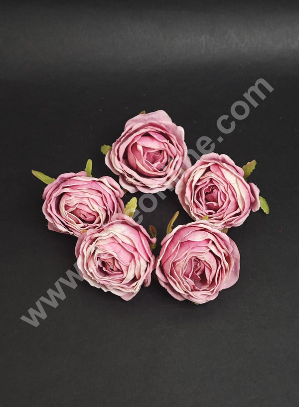 CAKE DECOR™ Large Rose Artificial Flower For Cake Decoration – Pink ( 5 pc pack )