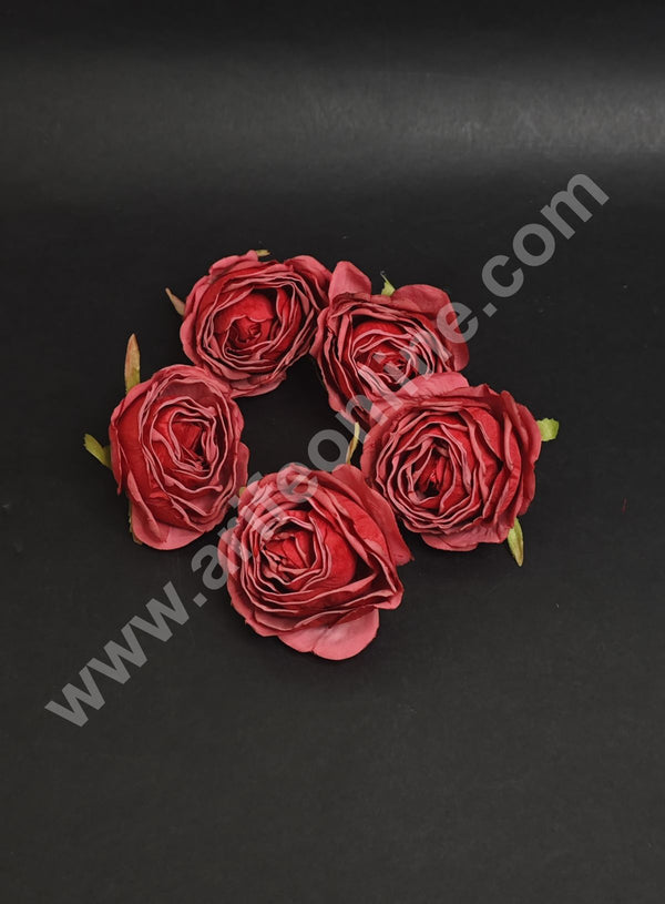 CAKE DECOR™ Large Rose Artificial Flower For Cake Decoration – Red ( 5 pc pack )