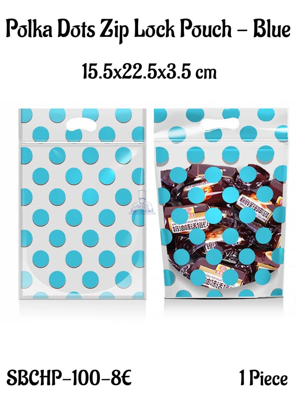 CAKE DECOR™ Polka Dots Zip Lock Pouch - Blue| 15.5x22.5x3.5 cm (SBCHP-100-8E)| 1 Piece