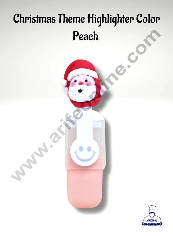 Cake Decor™ Cute Mini Peach Color Highlighter Christmas Theme Color Highlighters Pen, Bookmarking Highlighters, Chisel Tip Fine Grip Marker Pen, Birthday/Return/Christmas Gift