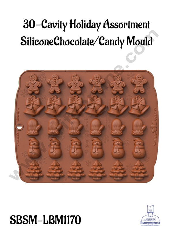 CAKE DECOR™ 30-Cavity Holiday Assortment SiliconeChocolate/Candy Mould - SBSM-LBM1170