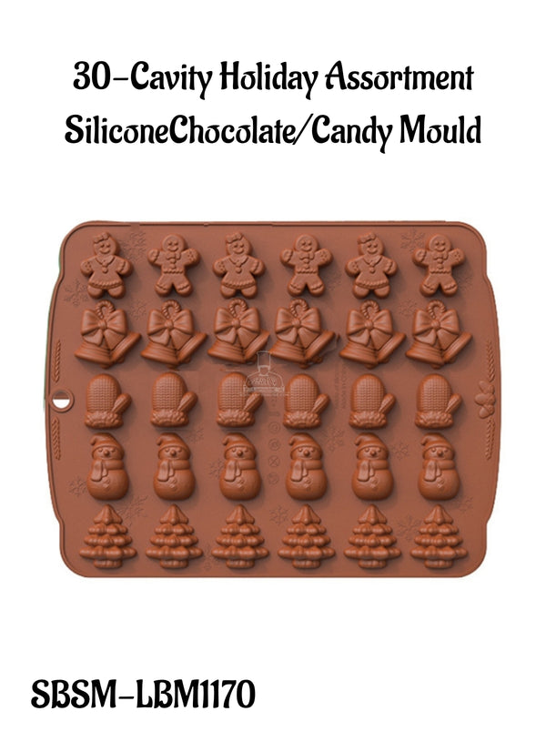 CAKE DECOR™ 30-Cavity Holiday Assortment SiliconeChocolate/Candy Mould - SBSM-LBM1170