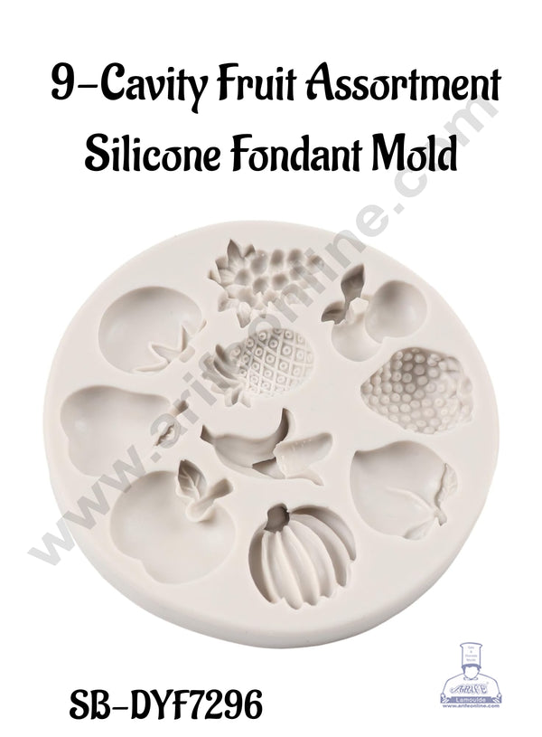 CAKE DECOR™ 9-Cavity Fruit Assortment Silicone Fondant Mold│SB-DYF7296│