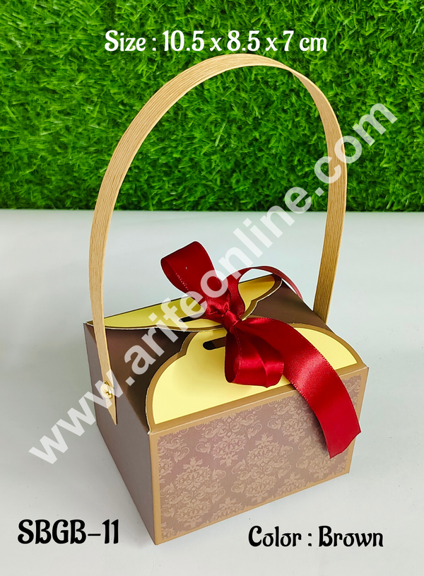 CAKE DECOR™ Goodie Bag For Hampers | Chocolate Box Hamper Box 10 Pcs Pack - Brown (SBGB-11)