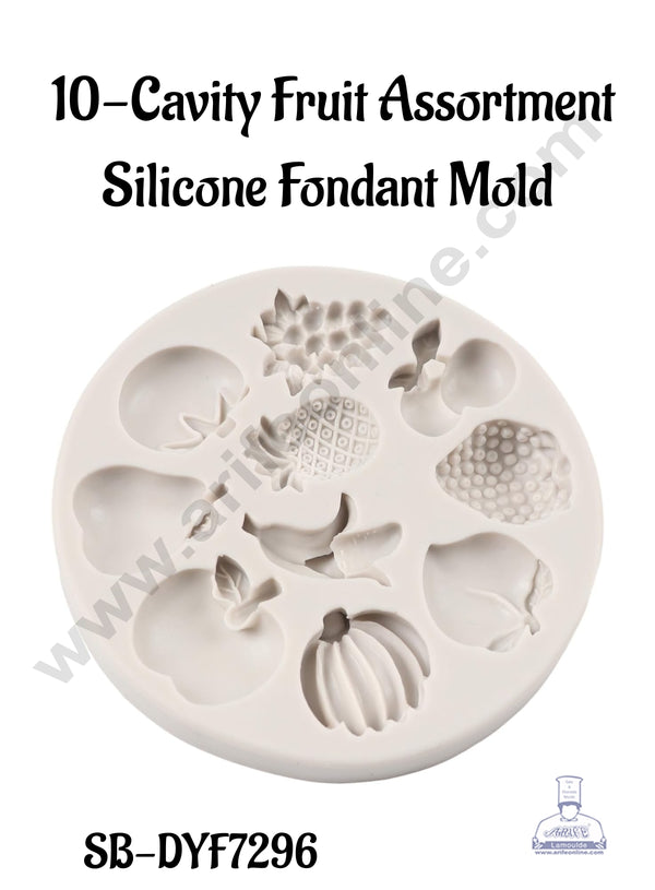CAKE DECOR™ 10-Cavity Fruit Assortment Silicone Fondant Mold│SB-DYF7296│
