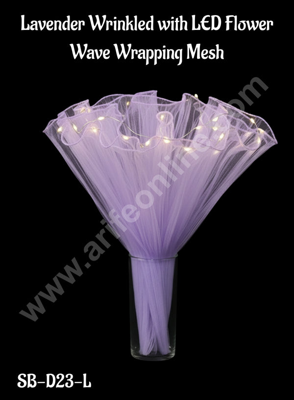 CAKE DECOR™ Lavender Wrinkled with LED Flower Wave Wrapping Mesh | Flower Wrapping Bouquet |  (SB-D23-L)| 1 Pc|