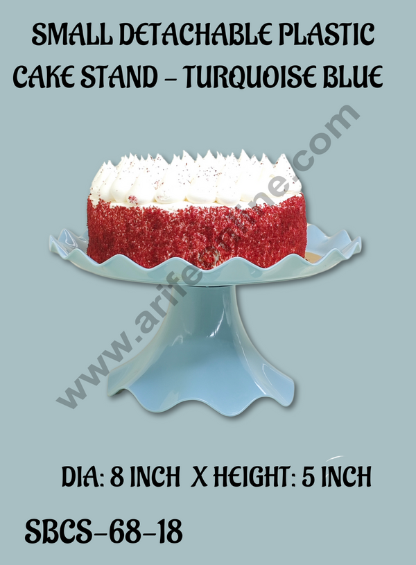 CAKE DECOR™ Small Detachable Plastic Cake Stand Wave Side | Cupcake Stand | Display Stand - Turquoise Blue