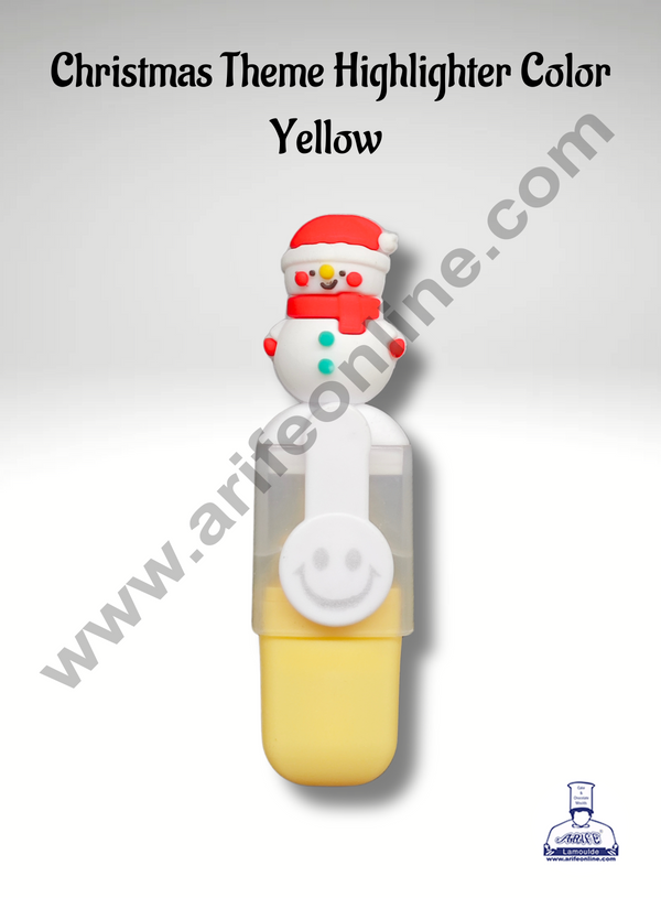 Cake Decor™ Cute Mini Yellow Color Highlighter Christmas Theme Color Highlighters Pen, Bookmarking Highlighters, Chisel Tip Fine Grip Marker Pen, Birthday/Return/Christmas Gift