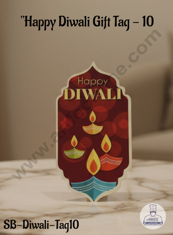 Cake Decor™ "Happy Diwali" Gift Tag 10 | Paper Gift Tags (10pc Pack) | SB-Diwali-Tag10
