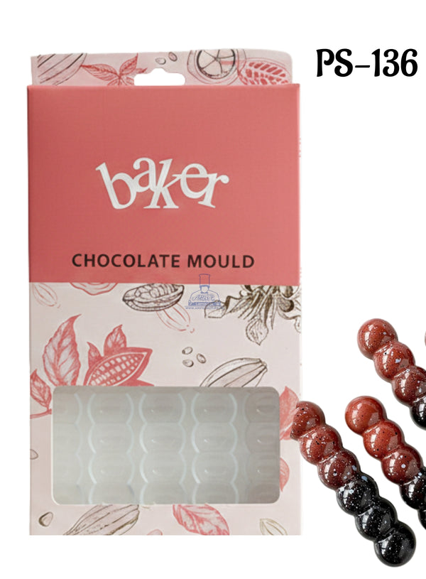 CAKE DECOR™ Heavy Bakers 10 Cavity Polycarbonate Connected Sphere / Triple-Dome Bonbon Mold |SBPS-136|1 Piece|