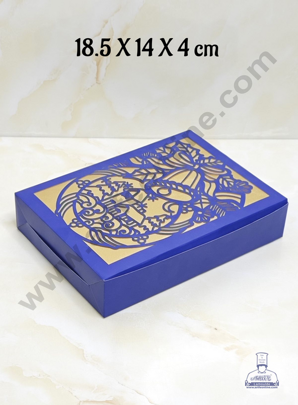 CAKE DECOR™ Christmas Theme Sweet Box For Hampers | Chocolate Box | Brownie Box - 1 Pcs Pack - Blue - 18.5 X 14 X 4 cm