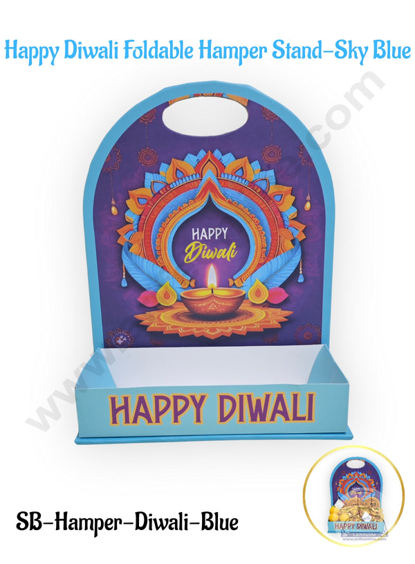 Happy Diwali Foldable Hamper Stand -Sky Blue- 1Pc- CAKE DECOR™