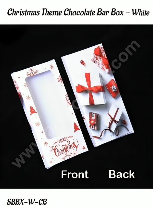 CAKE DECOR™ Christmas Theme White Chocolate Bar Box - (Pack of 10 Pc)