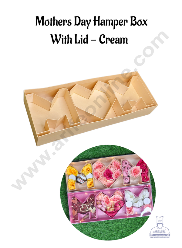 Elegant Mothers Day Monogram Flower Gift Box with Transparent Lid (Cream) - CAKE DECOR™