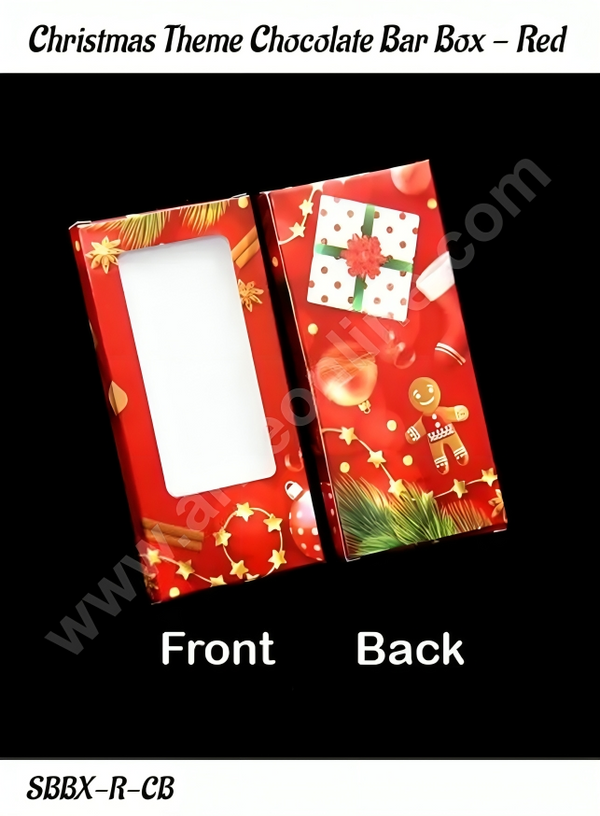 CAKE DECOR™ Christmas Theme Red Chocolate Bar Box - (Pack of 10 Pc)