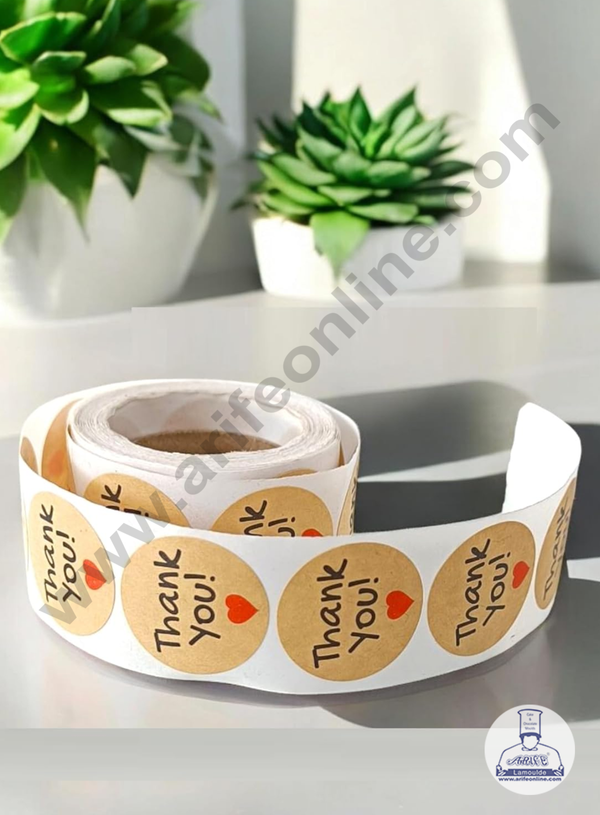 CAKE DECOR™ 1 Roll 500pcs Mini Heart Design Thank You Paper Sticker Labels 25mm