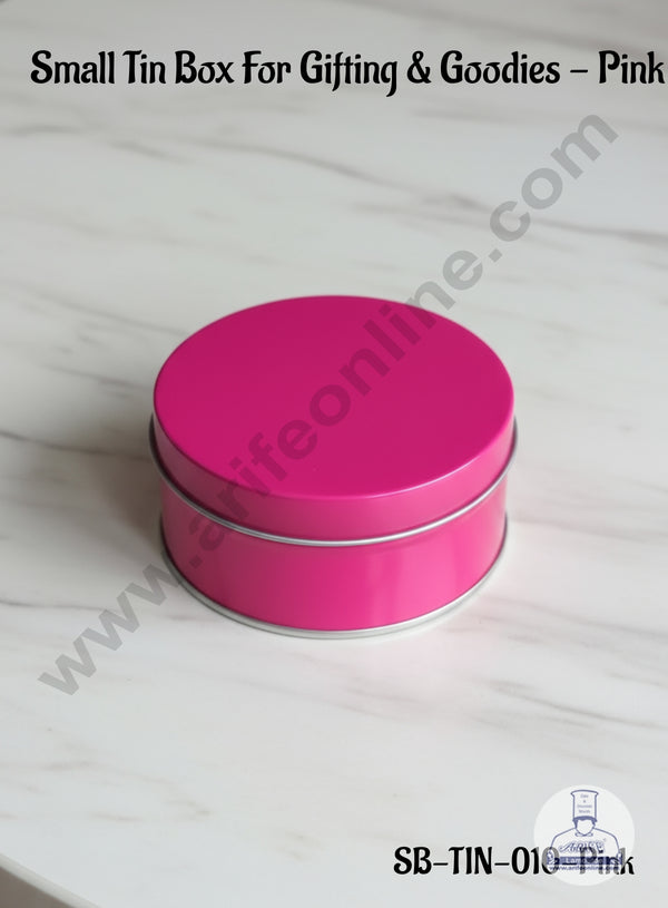 CAKE DECOR™ Small Tin Box For Gifting & Goodies - Pink | Gift Box | Chocolate Box | Jewellery Box |SB-TIN-010-Pink|