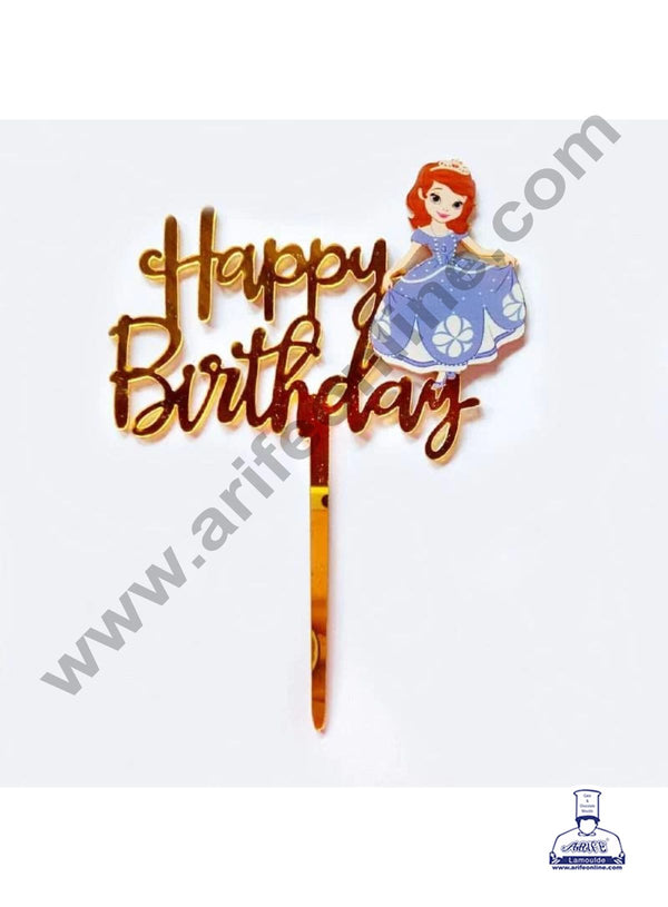 CAKE DECOR™ 5 Inch Imported Printed Cake and Cupcake Topper - Happy Birthday Cutout with Sophia