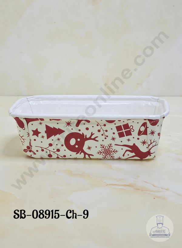 CAKE DECOR™ Bake & Serve Paper Baking Mould - Christmas Theme  Plum Cake Mould - off white (10 Pcs Pack)(Design-09)