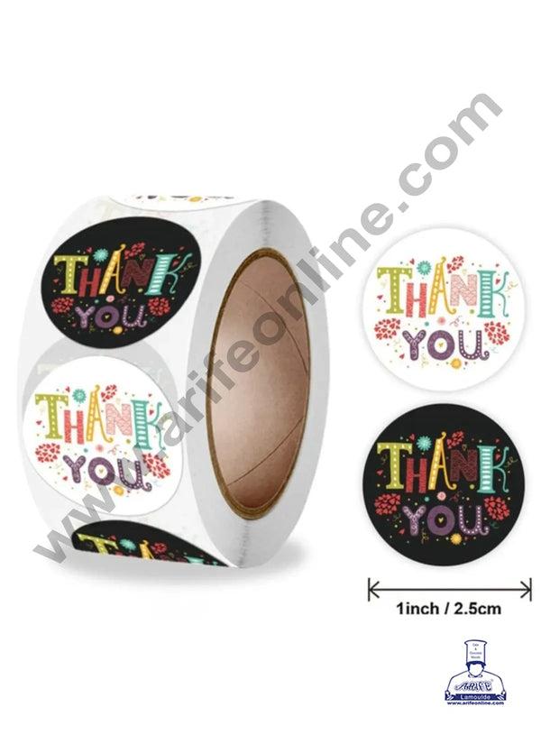 CAKE DECOR™ 1 Roll 500pcs Fun Thank You Self Adhesive Paper Sticker Labels 25mm