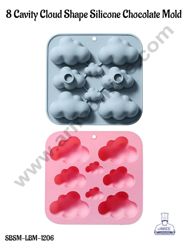 CAKE DECOR™ 8 Cavity Cloud Shape Silicone Chocolate Mould | Muffin Mould