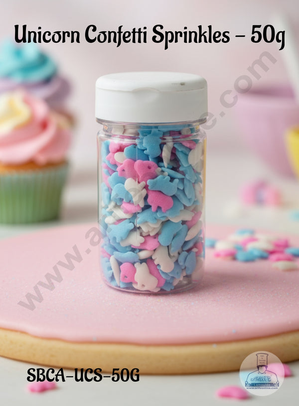 Unicorn Confetti Sprinkles (50 gm) │Cake & Cupcake Sprinkles (1Pc)│Sugar Candy │ CAKE DECOR™