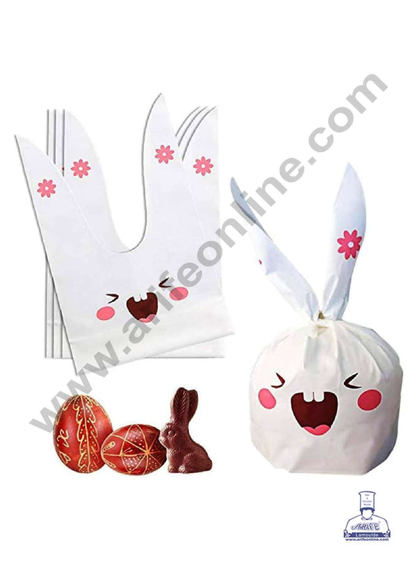 CAKE DECOR™ 10 Pcs Double Extra Large Rabbit Ear Candy Gift Bags | Cute Plastic Bunny Goodie Bags | Candy Bags for Kids