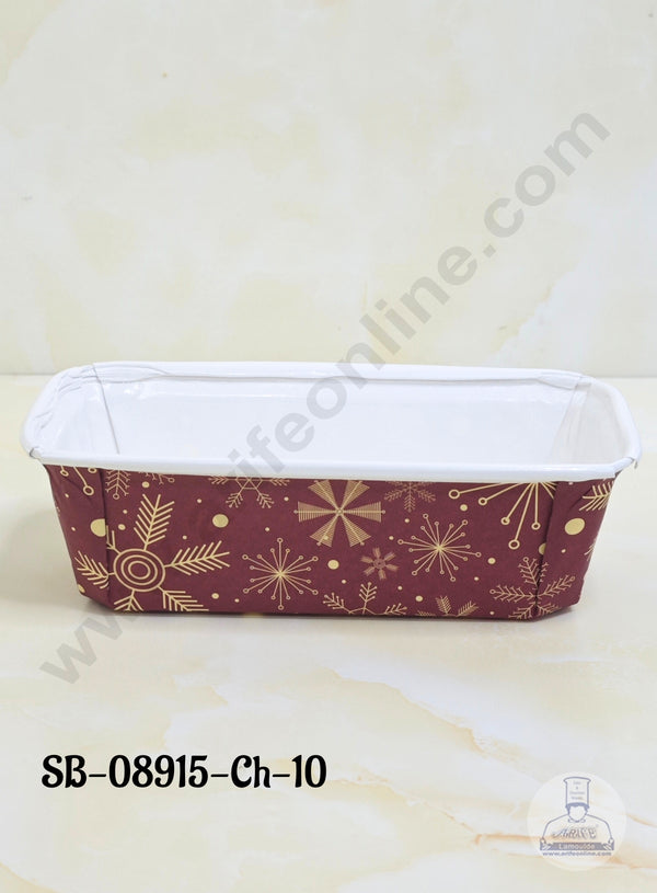 CAKE DECOR™ Bake & Serve Paper Baking Mould - Christmas Theme  Plum Cake Mould -  Brown (10 Pcs Pack)(Design-10)