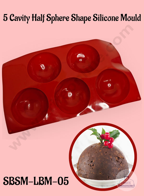 CAKE DECOR™ 5 Cavity Half Sphere Shape Silicone Mould | Small Half Pinata -  (SBSM-LBM-05)